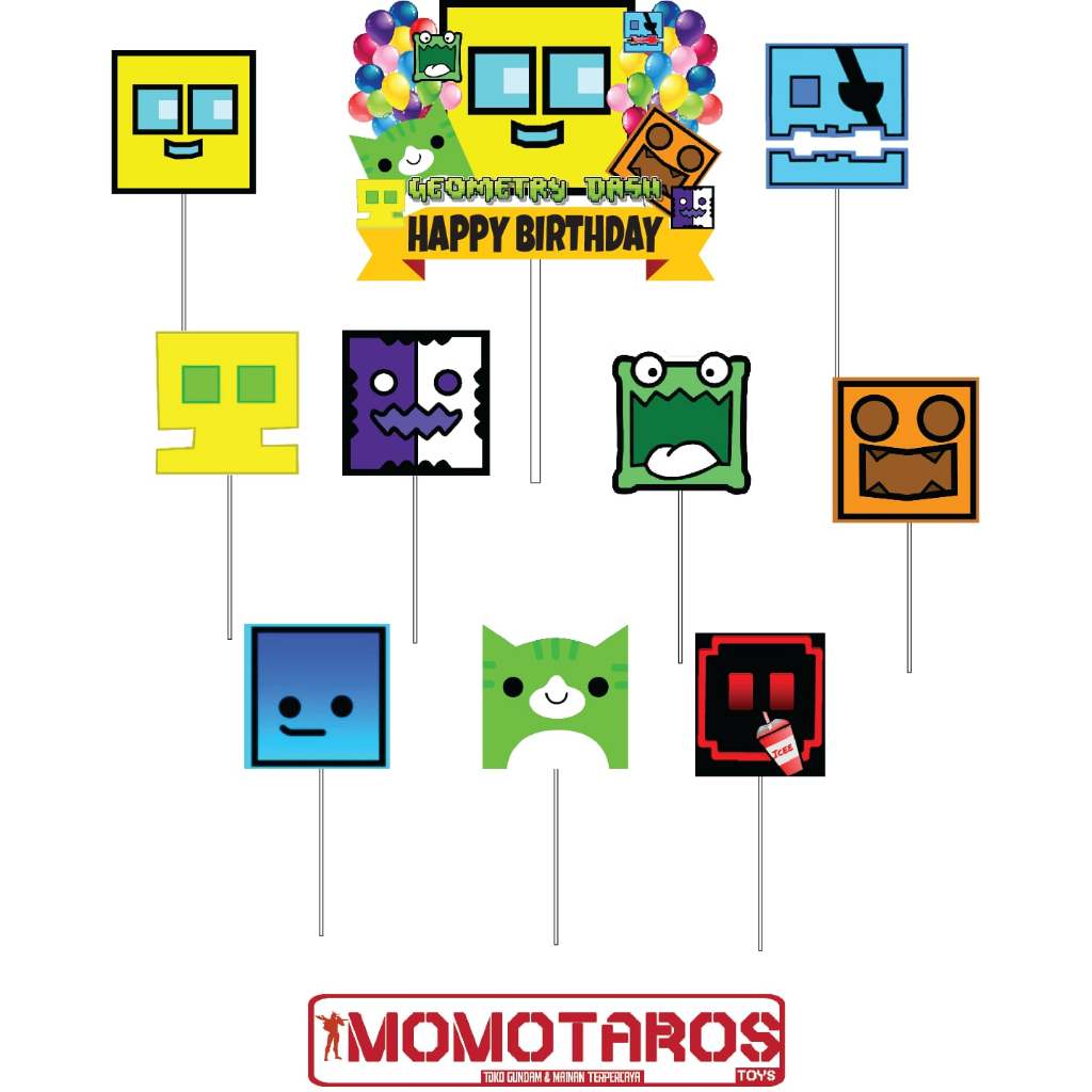 Geometry Dash cake Topper บรรจุ 10 ชิ้น
