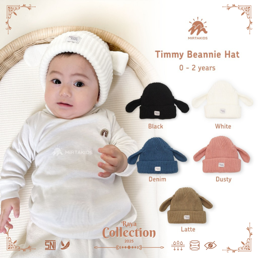 KATUN Mirtakids Timmy Beannie หมวกแกะ (0-2 ปี) | หมวกบีนนี่เด็กหูแกะถักพรีเมี่ยม | ผ้าฝ้ายถัก