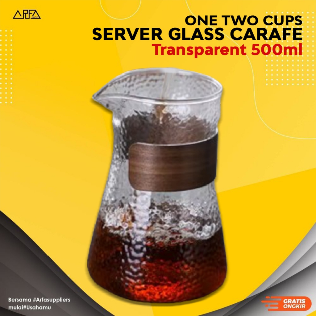 One Two Cups Pour Over Coffee Server Glass Carafe 500ml - FM-5ML - โปร่งใส