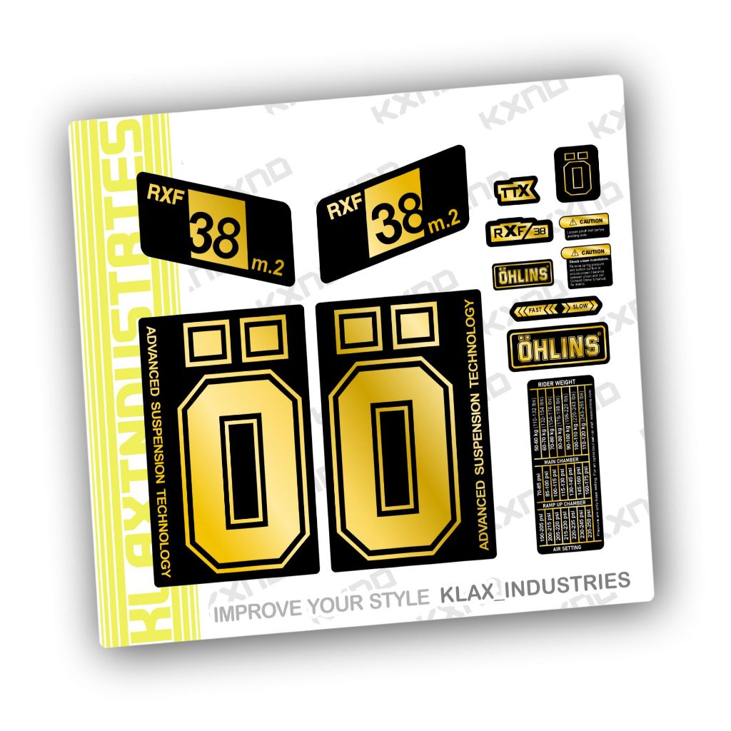 Decal Fork Ohlins RXF38 M.2 Decal Kit สติ๊กเกอร์จักรยานอุตสาหกรรม Klx