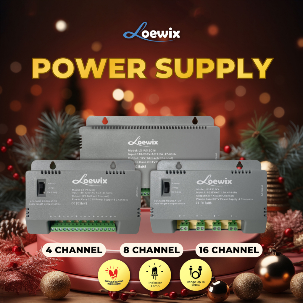 LOEWIX 12V Analog CCTV Power Supply Unit - 4CH, 8CH, 16CH PSU Power Supply Box - PSU-ANALOG