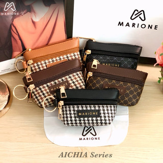 MARIONE - Dompet AICHIA Kulit Tebal Dompet Koin & Kartu Mini Wanita 1 Ruang Sleting Premium