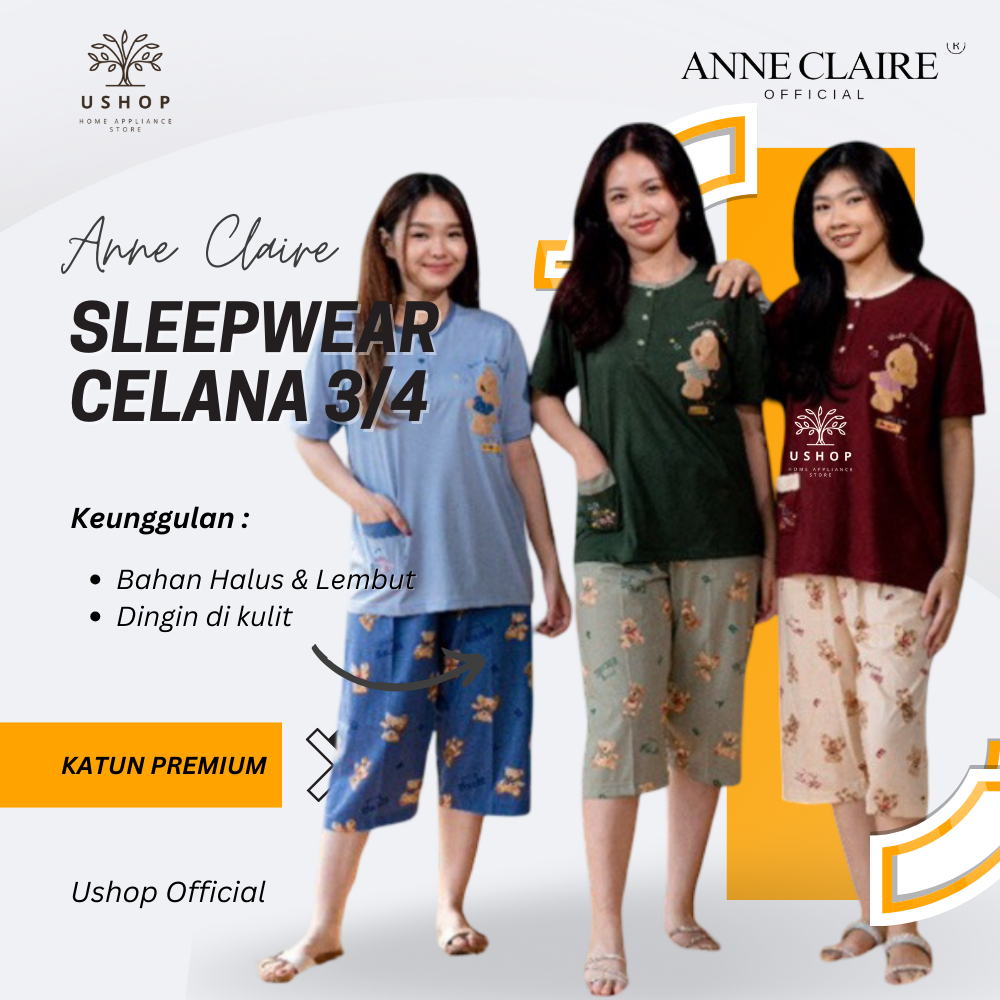 ANNE CLAIRE ชุดกางเกง 3/4 ทุกขนาดชุดนอน USHOP MOTIF