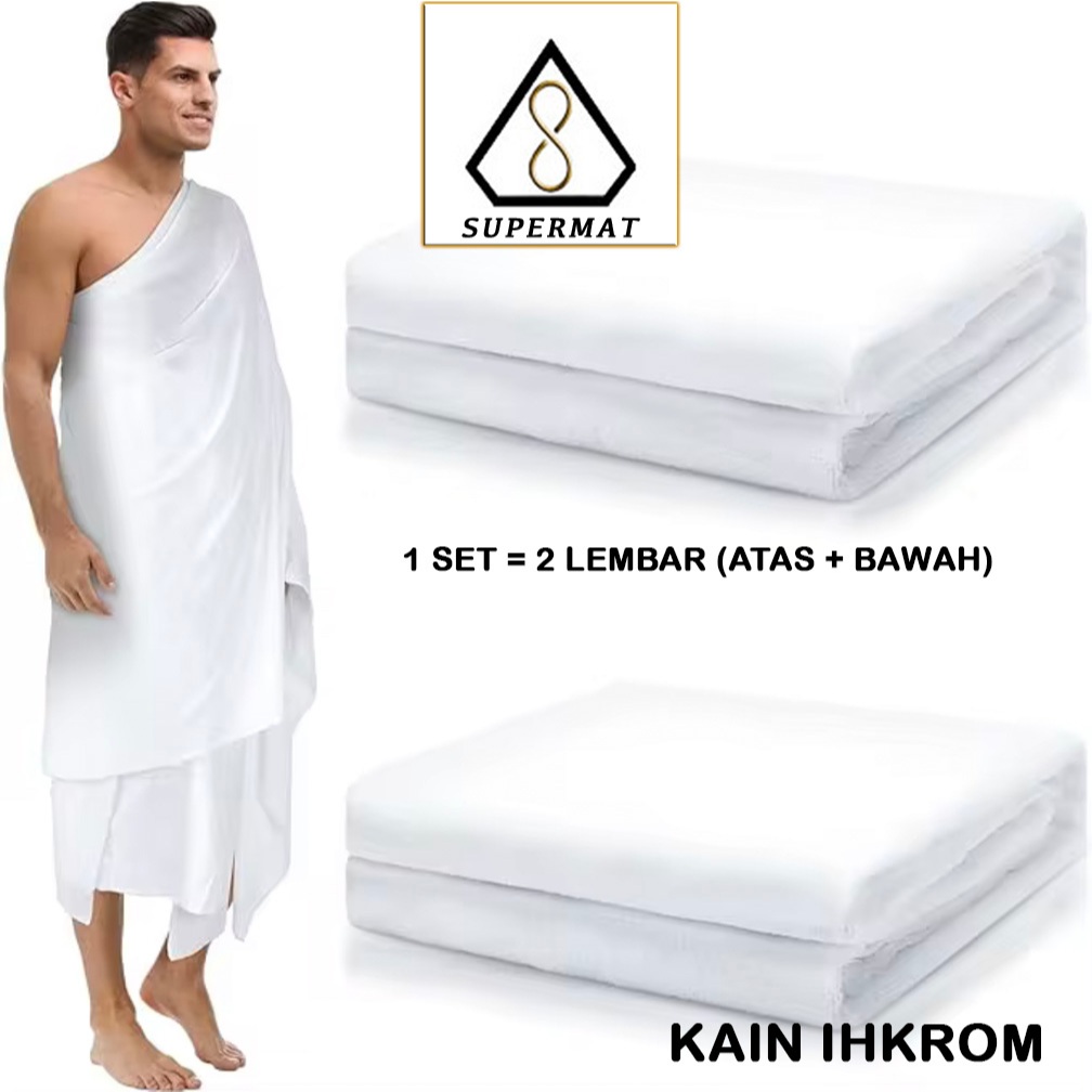 ผ้าอิฮารัมผู้ชาย 1200gr / Ihram สําหรับผู้ชาย / อุปกรณ์ฮัจญ์ / Ihram พรีเมี่ยม / Ihram ผู้ใหญ่
