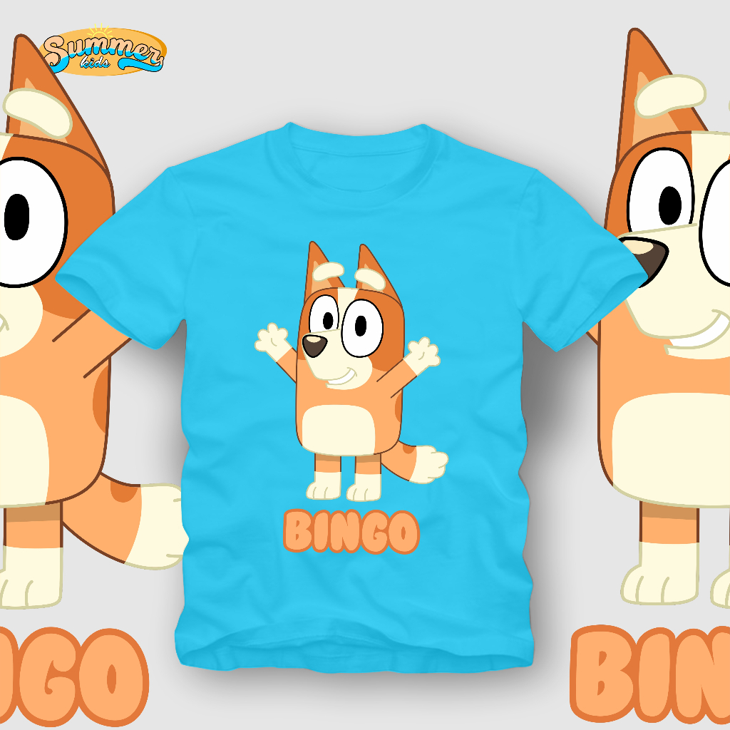 เสื้อยืดเด็ก Summer kids Premium Blue (Bingo Hand up)