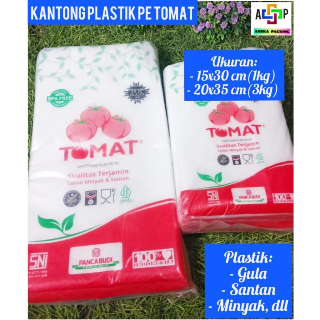 (4 แพ็ค/1 แพ็ค) ถุงพลาสติก PE มะเขือเทศ ขนาด: 1/2กก., 1กก., 2กก. ใหญ่ / พลาสติก PE น้ําตาล / พลาสติก