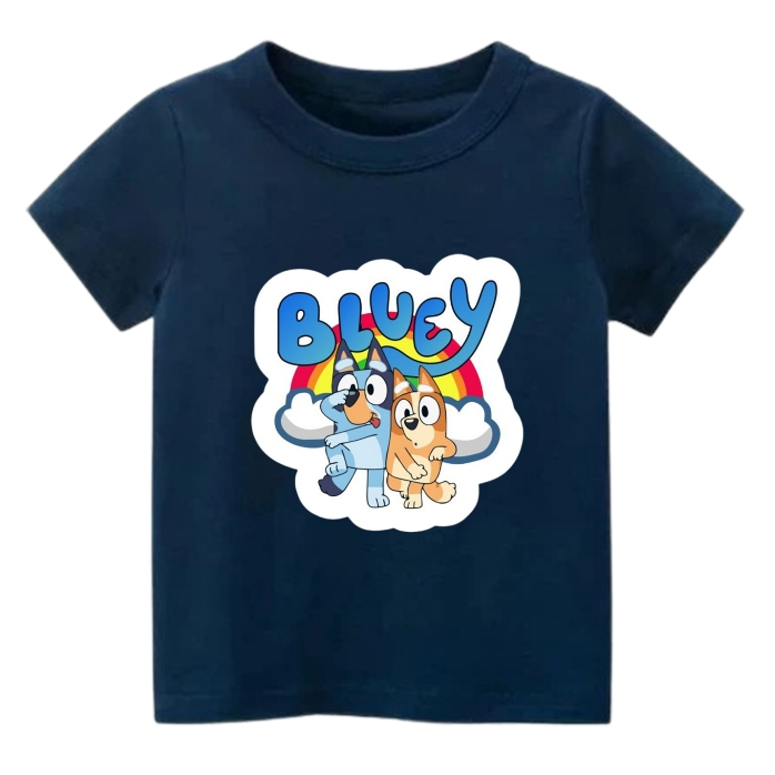 เสื้อยืดเด็กผู้หญิงและเด็กชาย Bluey Bingo - เสื้อผ้าเด็ก Bluey Rainbow - ท็อปส์ซูเด็ก Bluey และ Bing
