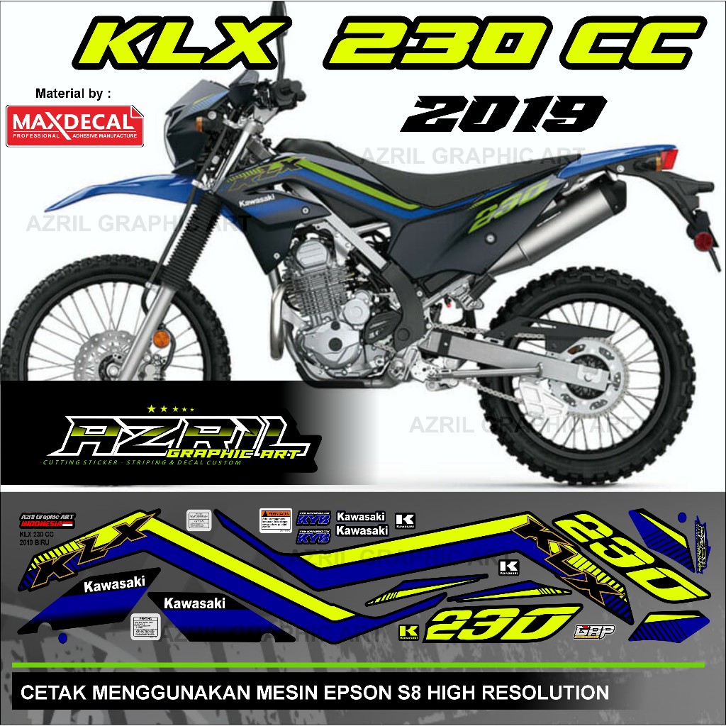 Striping KLX 230 CC 2019 รายการ KLX 230 CC Copy Original 2019 สีดํา น้ําเงิน