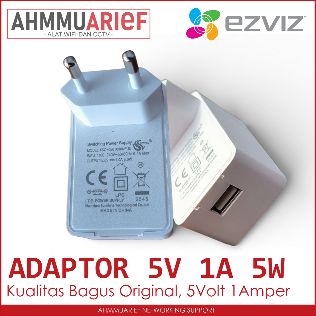 EZVIZ CHARGER ADAPTER POWER SUPPLY PSU สําหรับ EZVIZ 5V 5 VOLT 1A 1 CAMPER ORIGINAL CAN ALSO BE USED