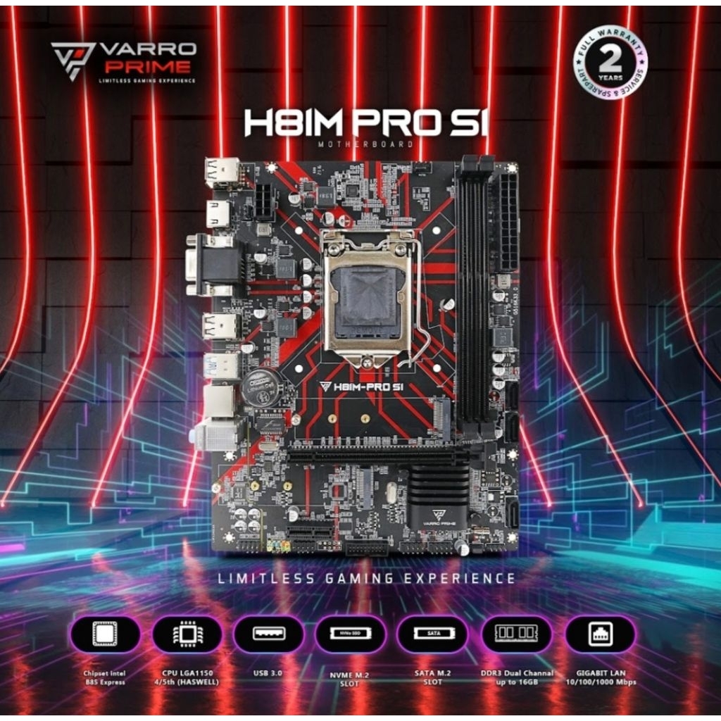 VARRO GAMING H81M Pro S1 เมนบอร์ด (บอร์ดใหญ่)