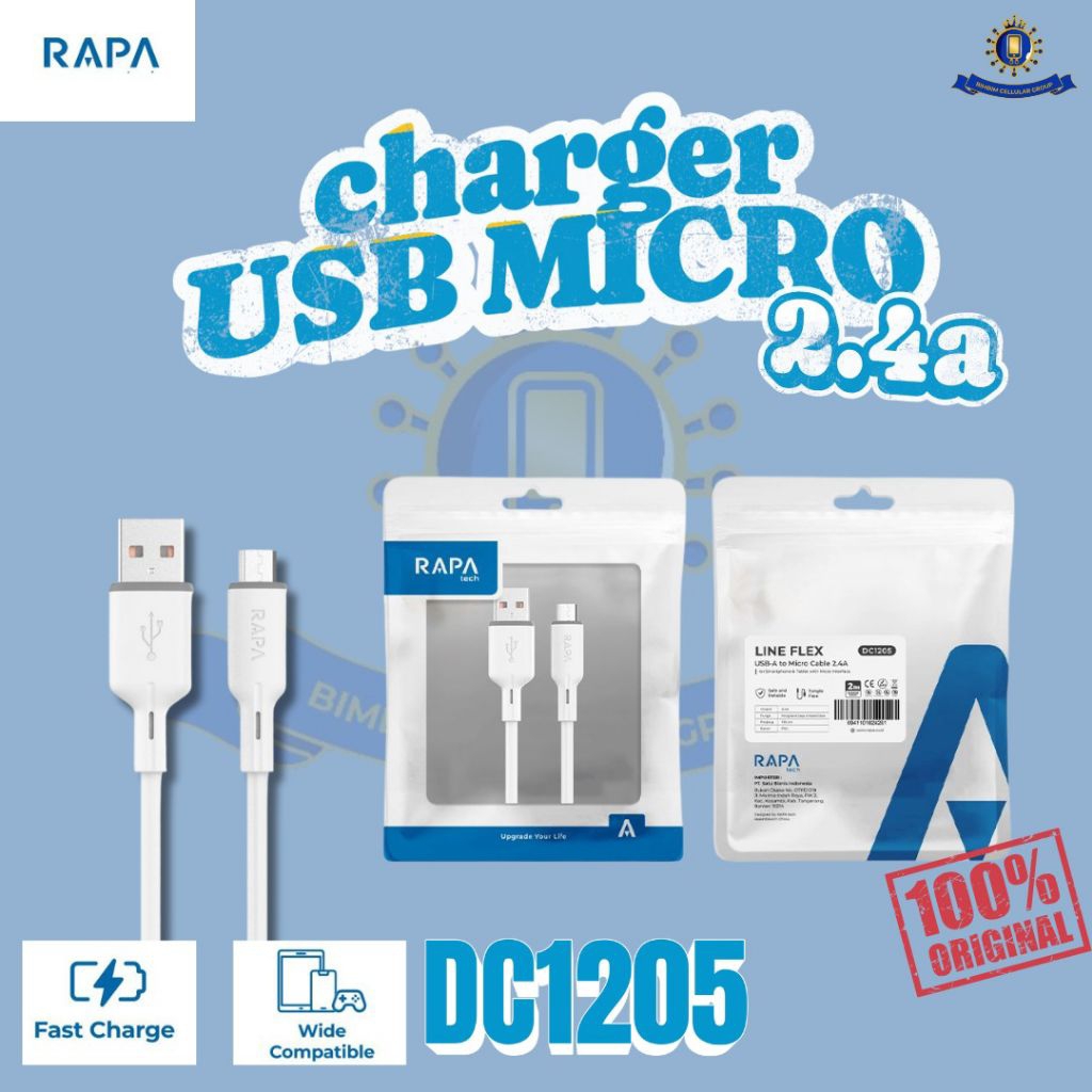 RAPAtech DC1205 (1 แพ็คมี 20) สาย USB-A to Micro ชาร์จเร็ว 2.4A 100Cm