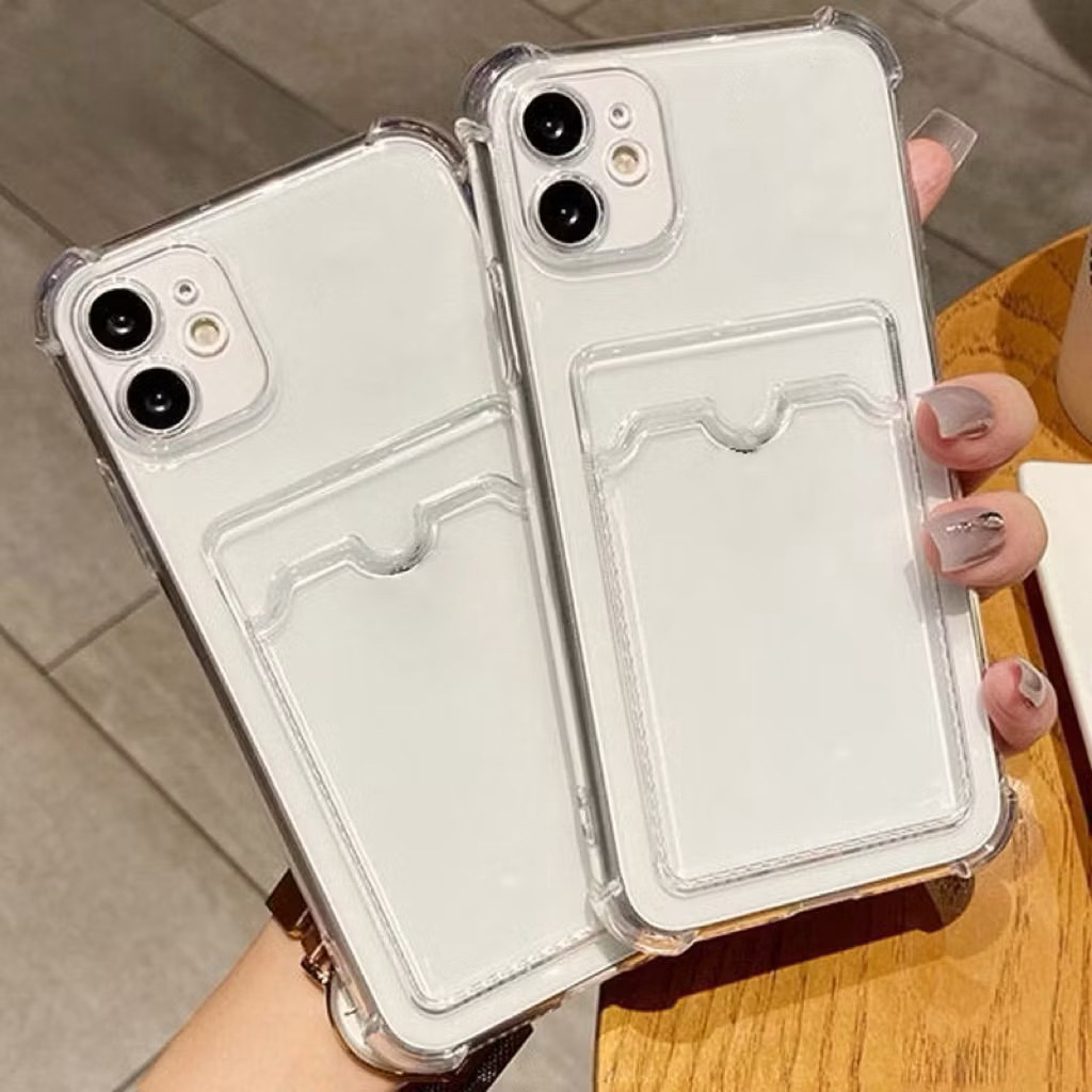 สล็อตการ์ดเคสใสสําหรับ IPHONEE 11 11 PRO 12 13 13 PRO 14 15 15 PRO 15 PROMAX