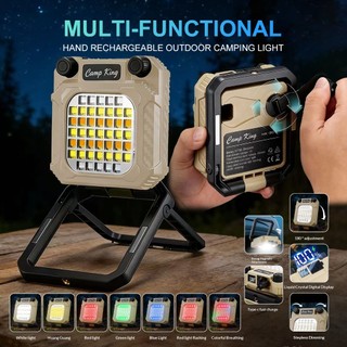 Tangan goyang pengisian daya lampu berkemah luar ruangan lampu kerja jangka panjang lampu pemeliharaan adsorpsi magnetik kuat lampu tenda lampu darurat multifungsi portabel dengan pendukung sendiri cahaya hangat cahaya putih saling beralih berputar tanpa