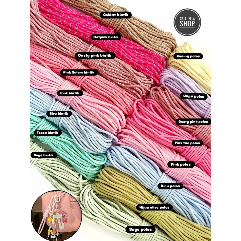 PRUSIK ROPE / PARACORD MOUNTAIN ROPE 2 MM, 3 MM & 5 MM PLAIN และ STRIPED | DIY CRAFT MTERIALS NECKLA