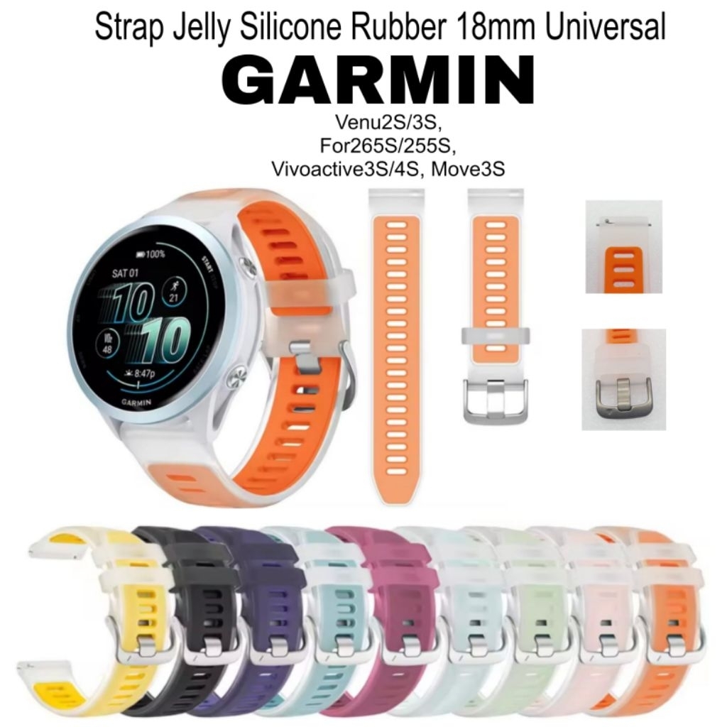 Jan 18 มม.สายคล้องคอพรีเมี่ยมสําหรับ GARMIN Forerunner 255S 265S VENU2S 3S VIVOACTIVE 3S 4S jelly 40
