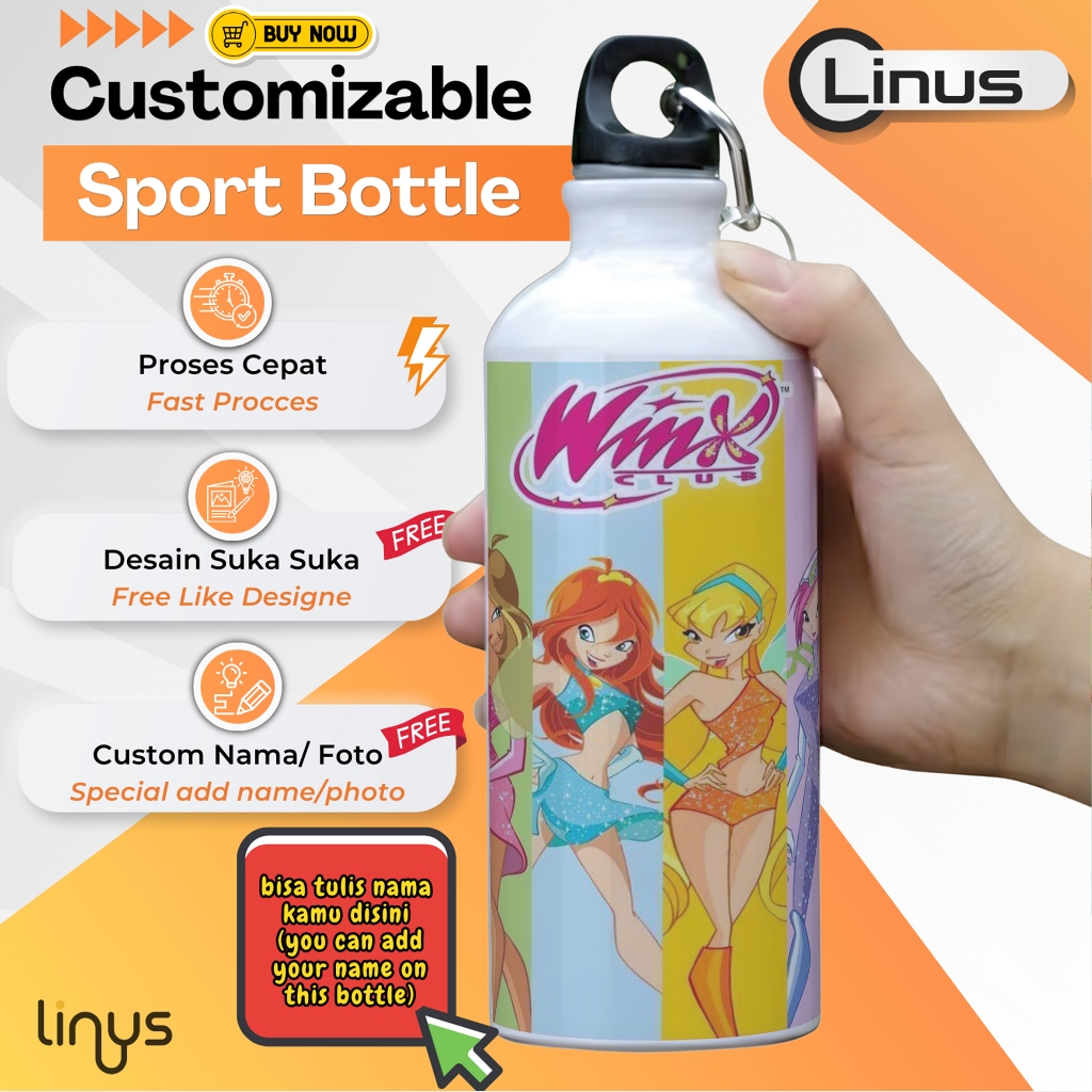 Winx Club ขวดน้ํากีฬา Magical Girl อะนิเมะการ์ตูนนํากลับมาใช้ใหม่เด็กเครื่องดื่มขวดของขวัญวันเกิดที่