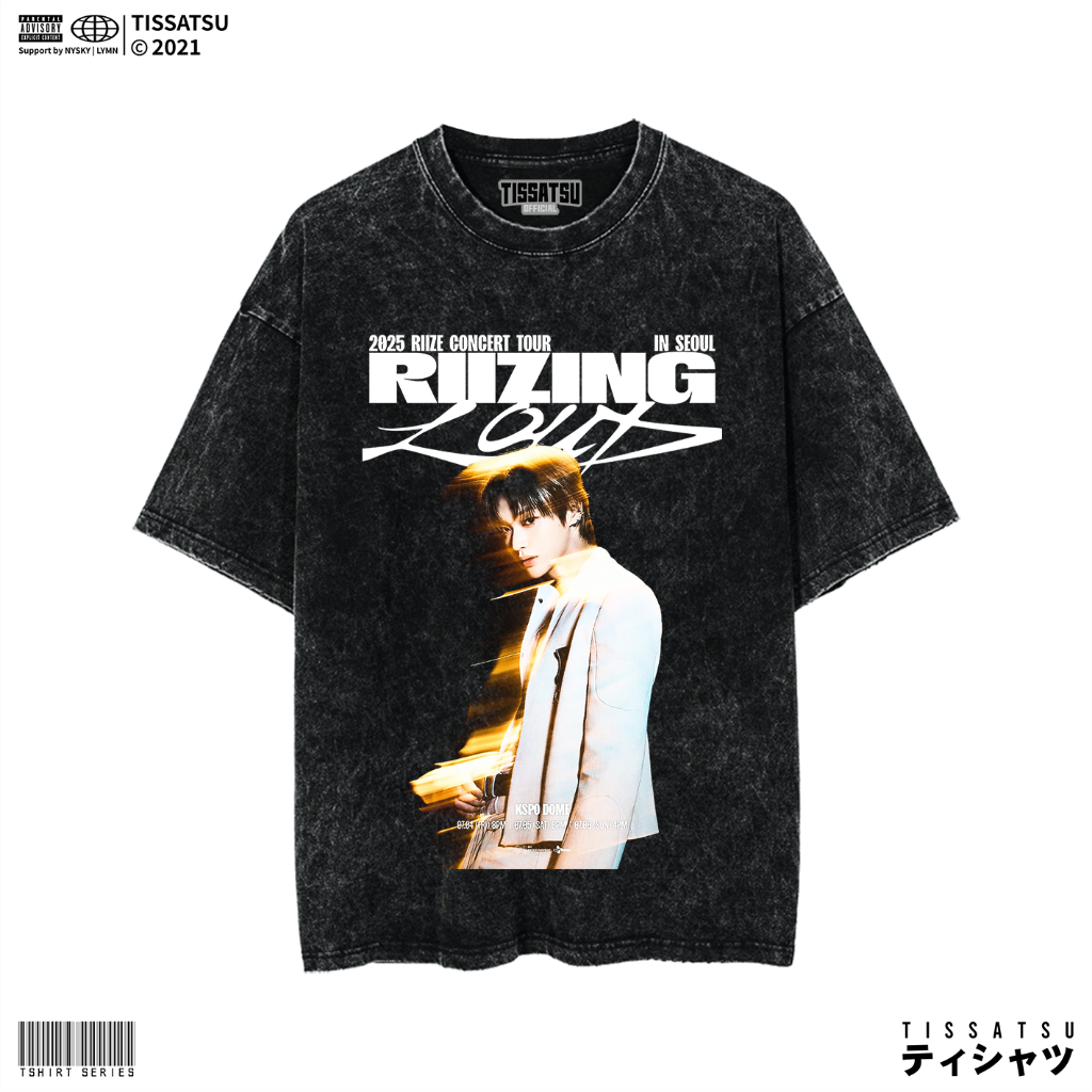 TISSATSU RIIZE เสื้อยืด Oversize Washed / เสื้อยืด Kpop Wash Slimfit / RIZE-12