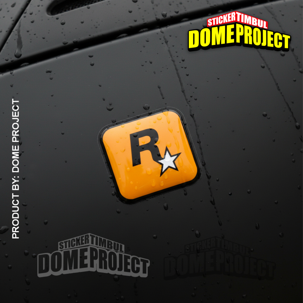 Rockstar Sticker Embossed Flex Emblem ขนาด 3cm x 3cm