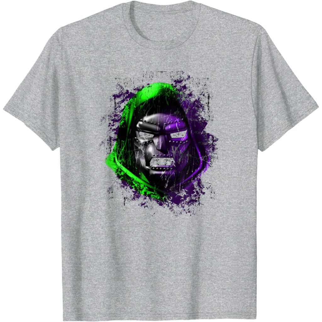 เสื้อยืดเด็ก Marvel Fantastic Four Dr เสื้อยืด Doom Mask Color Pop Distressed