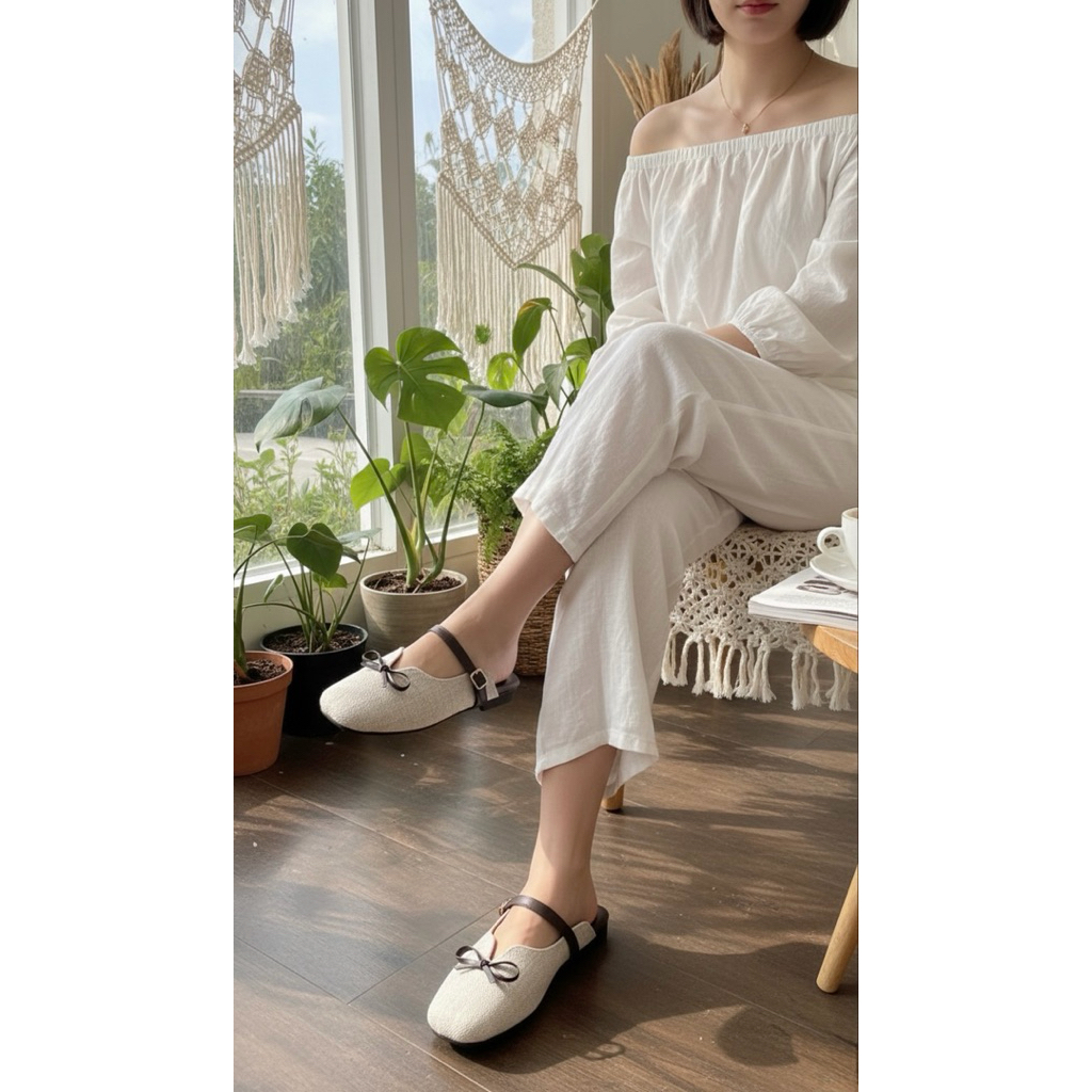 Callmekaia Lovita Mules Slip On Sandals Comfy สไตล์เกาหลีอินเทรนด์สไตล์วินเทจเท้ากว้างเป็นมิตรกับ