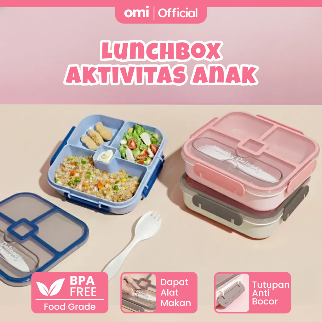 Omi - Eiko Lunch Box Bento Lunch Box Set with Dividers | กล่องอาหารกลางวันสําหรับเด็กและผู้ใหญ่พร้อม