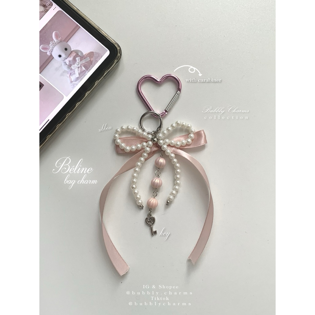 Beline Bag Charm by Bubbly Charms | Coquette พวงกุญแจริบบิ้นสีชมพูโบว์ carabiner dollette