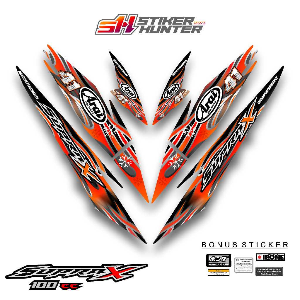 HONDA SUPRA X 100 OLD MTF HAGA WSBK DECAL STICKER STRIPING / HUNTER STICKER / แถบดัดแปลง