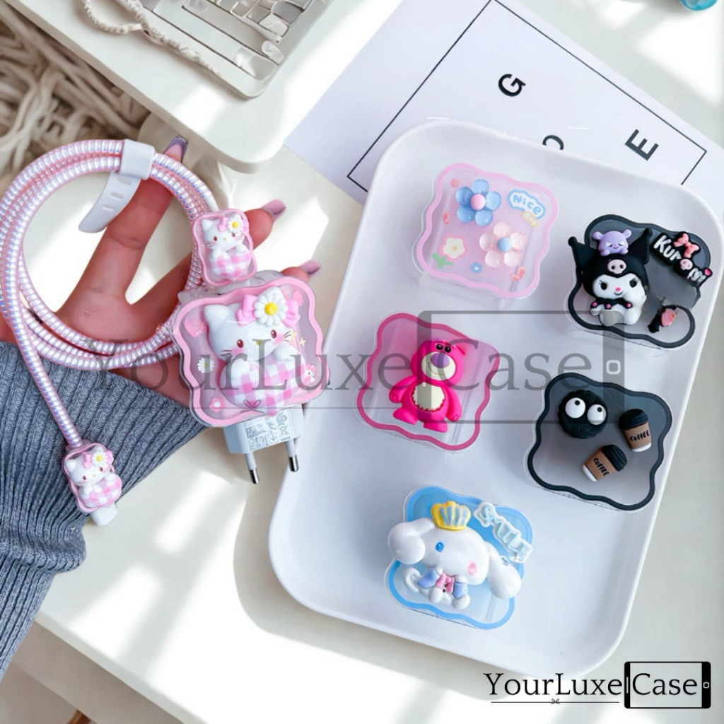 [MADANI] IPHONE CHARGER PROTECTOR CUTE CARTOON MOTIF CHARGER HEAD CABLE PROTECTOR