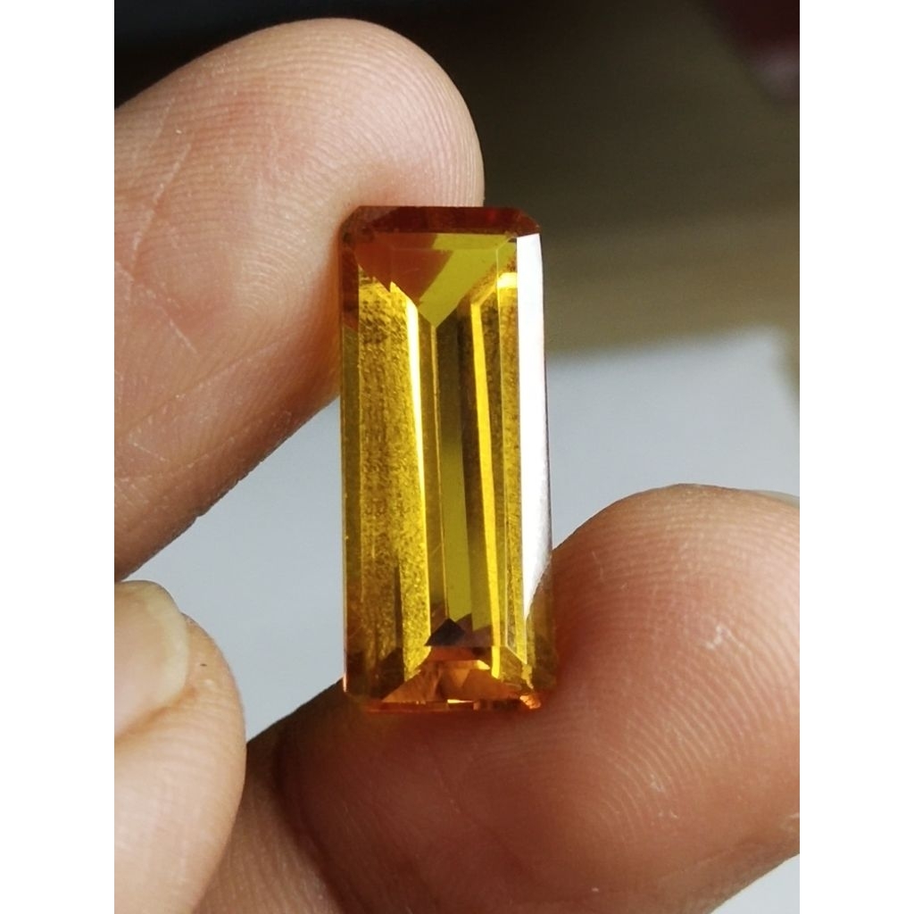 Natural Golden Citrine Memo 20 x 8.5 x 5.8 มม. 7.75 Ct Yellow Gold Amethyst NTD Octagon Cutting YGL 
