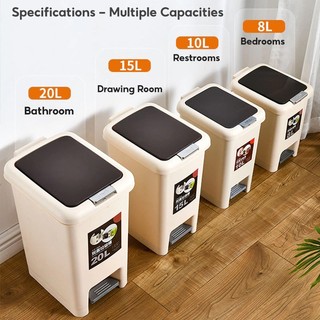 Tempat Sampah Minimalis Injak Tutup Pegas 8L/10L Trash Bin Tong Sampah Dapur Kamar Mandi Ruang Tamu