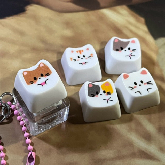 พวงกุญแจ Cat Kitty Keycap พวงกุญแจ LED