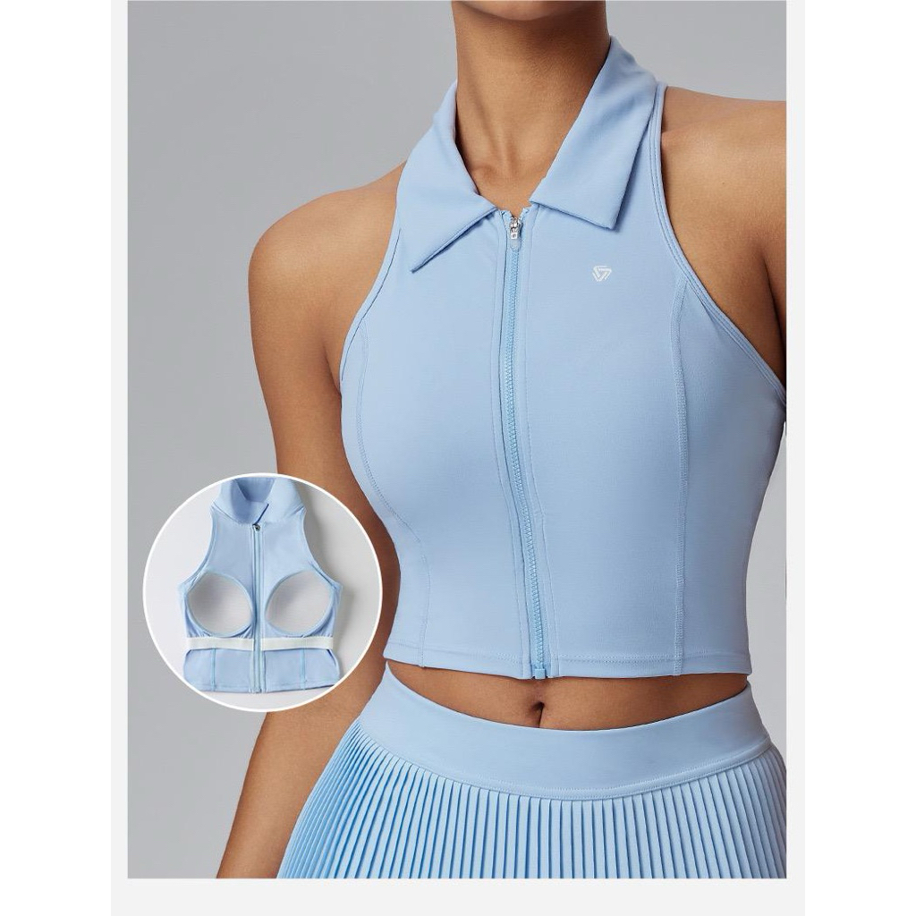 เสื้อกีฬาคอปกซิปผู้หญิง Mia Top | เทนนิส Padel Golf Gym - JevyActive