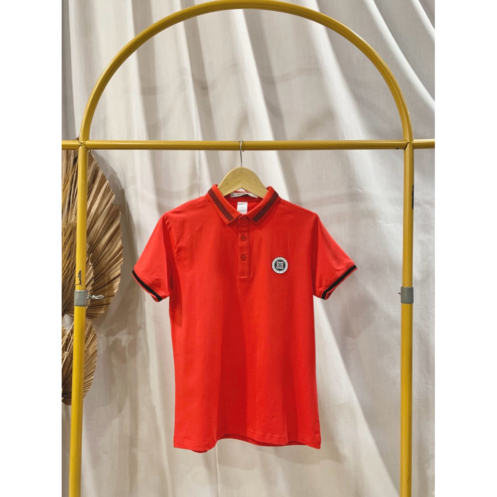 เสื้อยืด TPD คอปกสีแดงเด็กผู้ชาย MERAH