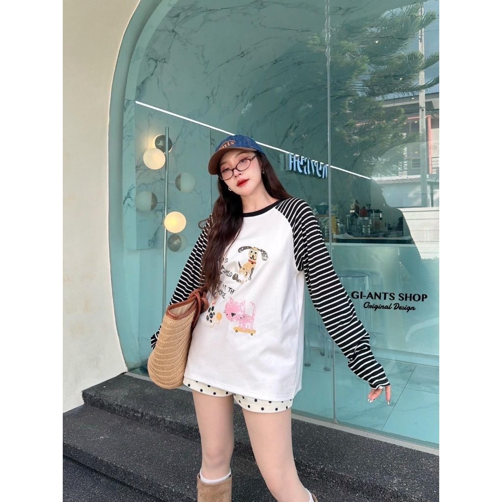 [LC] GI-ANTS GI-212 เสื้อสเวตเตอร์ลายทางลําลอง