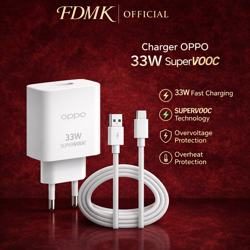 เครื่องชาร์จ OPPO 33W SuperVOOC 1 อะแดปเตอร์ + สายชาร์จเร็ว Type-C