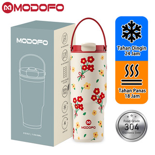 MODOFO Tumbler Stainless 1000ml Tumblr Tahan Panas Dingin 24 Jam Botol Minum Aesthetic Termos Air Panas