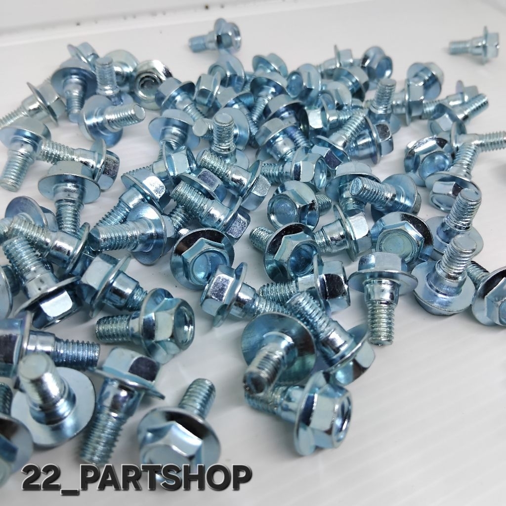 ด้านหน้า - ด้านหลัง Fender Bolts / Border Bolts / Body Bolts M6 x 14 สีขาว Universal รถจักรยานยนต์