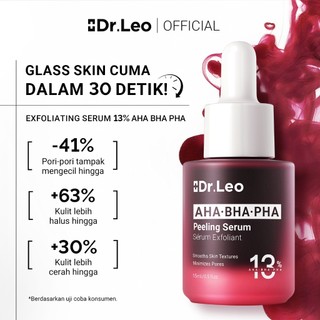 Dr.Leo Peeling Serum 13%  AHA BHA PHA - Exfoliasi Wajah Perawatan Kulit Jerawat, Mengatasi dan Mencerahkan Bekas, Cocok Semua Jenis Kulit 15mL