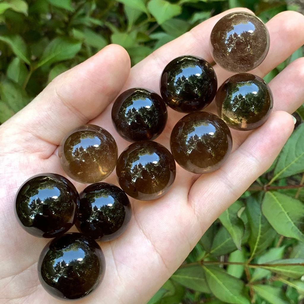 CRYSTALMINE Smoky Quartz Sphere / หินคริสตัลธรรมชาติ Healing Grounding Energy Protection