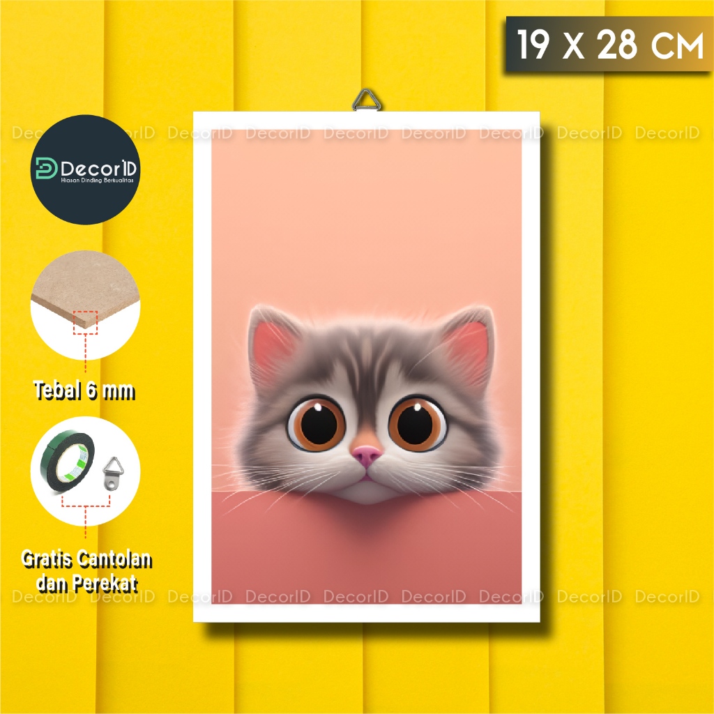 DecorID แมวน่ารักโปสเตอร์ไม้ตกแต่งผนัง 19x28 ซม.Cafe Wall ตกแต่งห้องนั่งเล่น