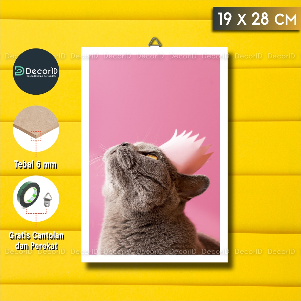 Angora Persian Cat Wall Decor โปสเตอร์ไม้ 19X28 Cafe ตกแต่งห้องทํางาน