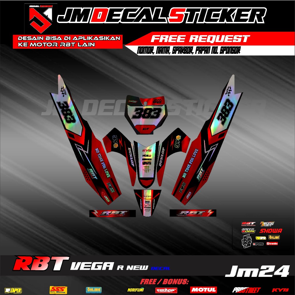สติ๊กเกอร์ RBT STRIPING MOTOR VEGA R ใหม่ HOLOGRAM FULL BODY MOTOR CRF KLX 150 KLX BF KLX GORDON DTR