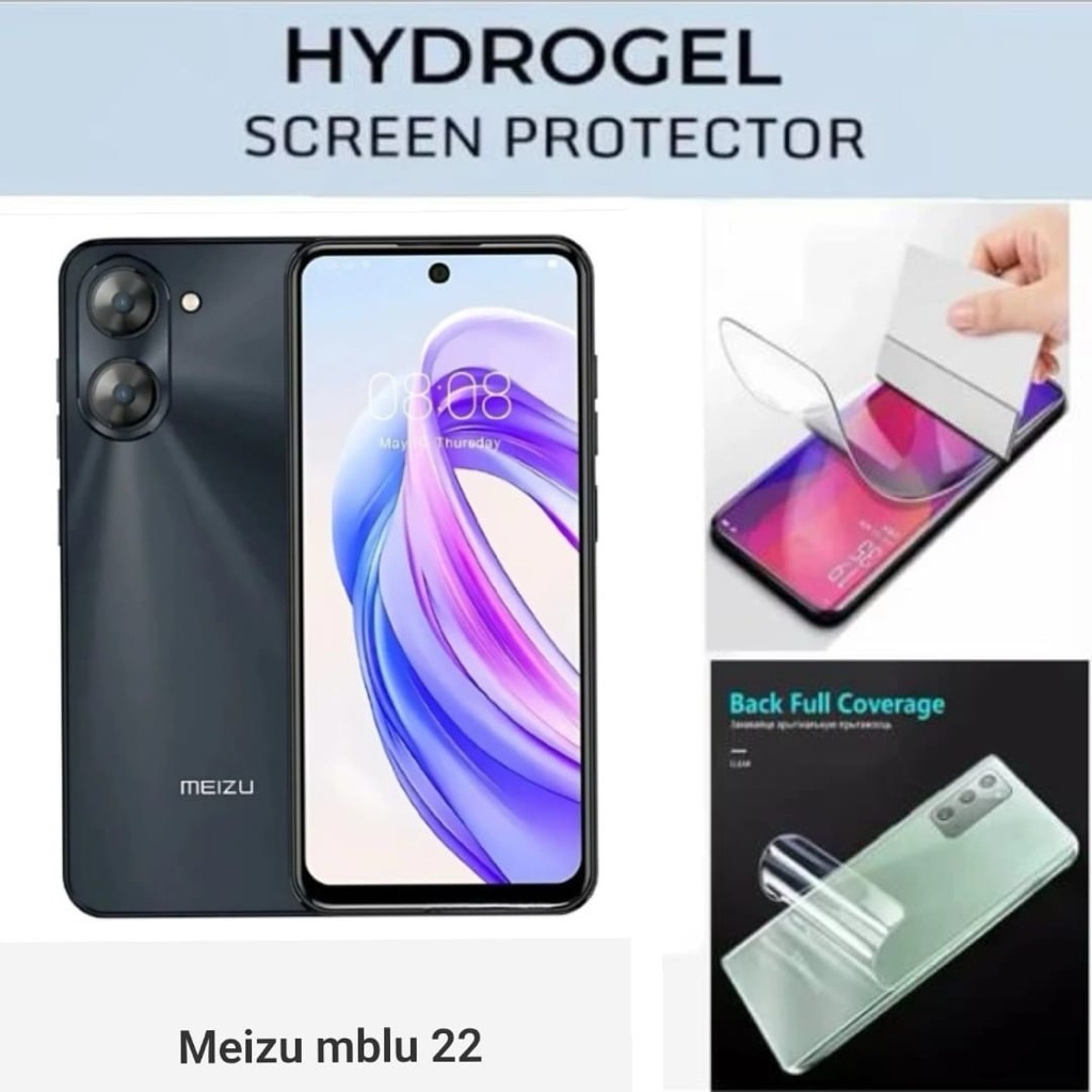 Anti-Scratch Hydrogel Meizu MBLU 22 Full Cover Front Rear Clear Matte Blue Tempered Glass Replacemen