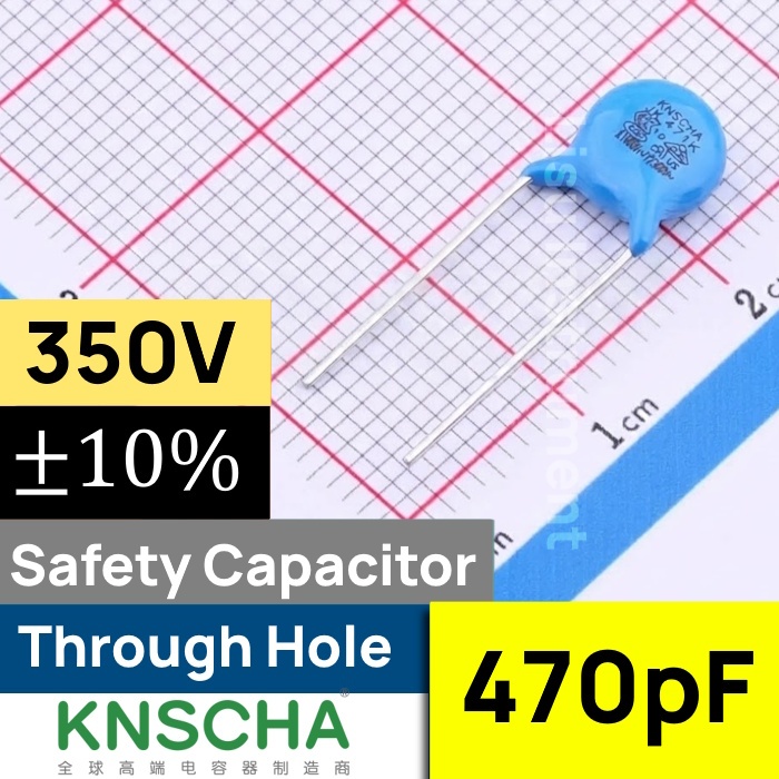 470pF ±10% 300V Through Hole, P=7.5mm Y2 Safety Capacitor 70Y20129 KNSCHA