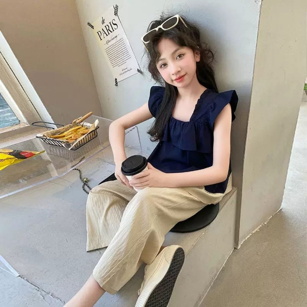 KATUN ER-536 IMPORTED GIRLS SHORT-SLEEVED SHIRT SET AGE 5-10 ปี SHORT-SLEEVED BLOUSE TOP SET COTTON 
