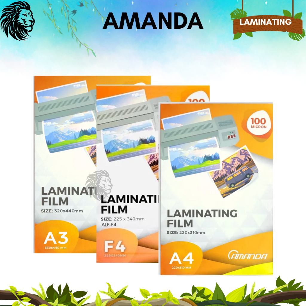 Amanda ฟิล์มเคลือบ A4 F4 A3 100 ไมครอน 100 แผ่น