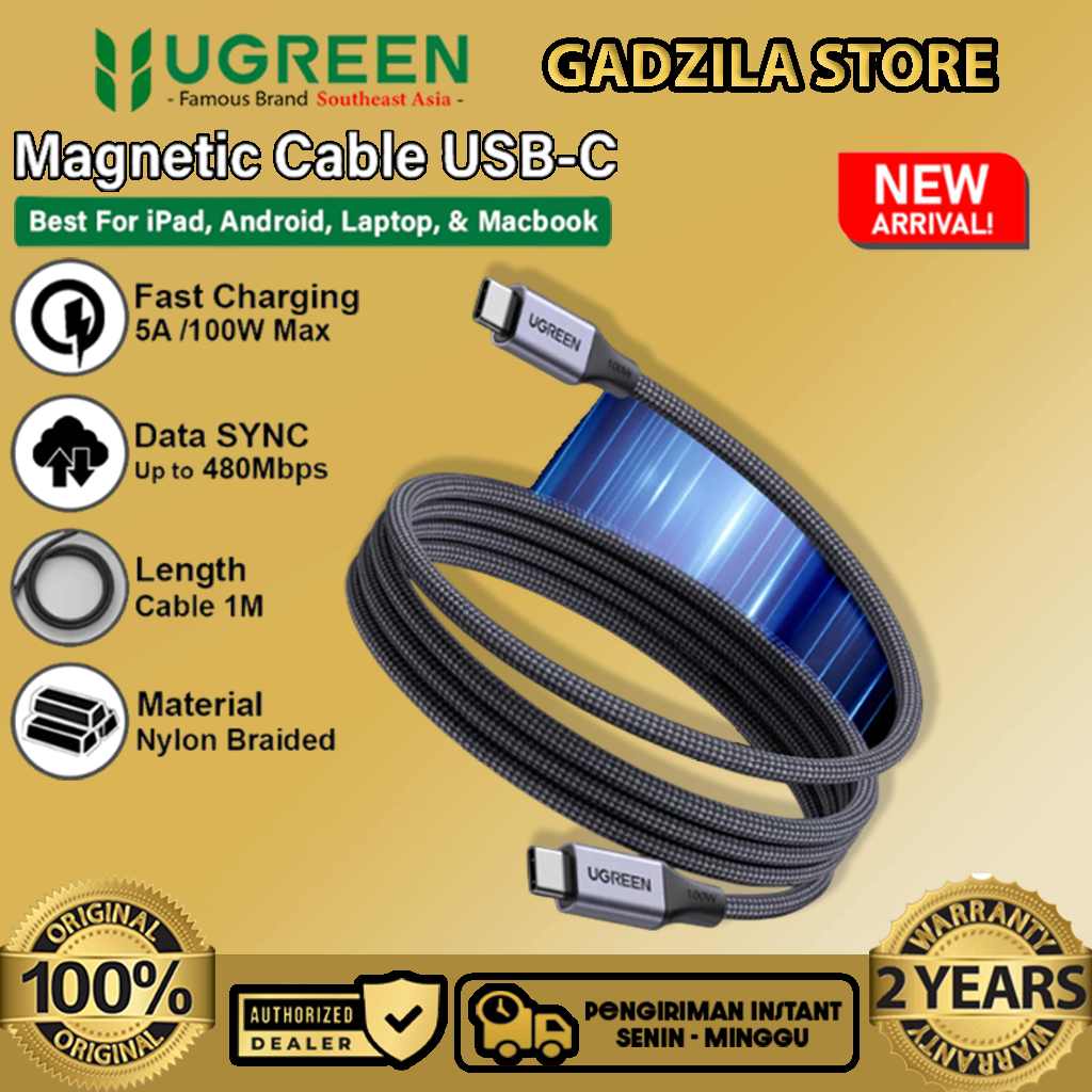 UGREEN Magnetic Self Cable - Wrapping PD Cable C To C Fast Charging 5A Max 100W สําหรับ iPhone Andro