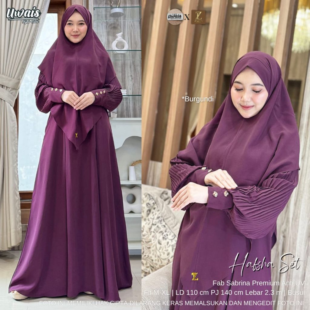 HAFSHA SET KHIMAR SYARI BY UWAIS / GAMIS SYARI ANTI UV SET HIJAB SYARI