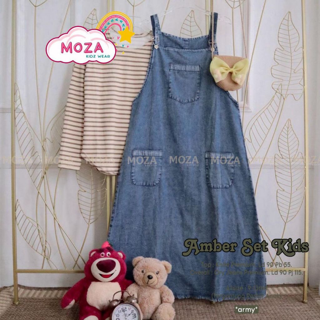 BIMY SHOP [ต้นฉบับ 100% MOZA KIDS] AMBER SET KIDS GIRLS OVERALL SET