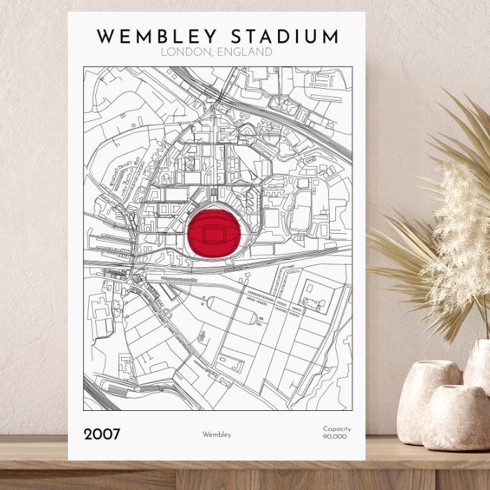 Wembley Stadium Wall Art Ikonik Football Wall ตกแต่งสําหรับแฟนภาษาอังกฤษ